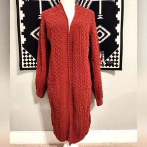 🥰EUC Pink Rose Brand Ultra Soft Oversized Open Front Cardigan, Wine, Small